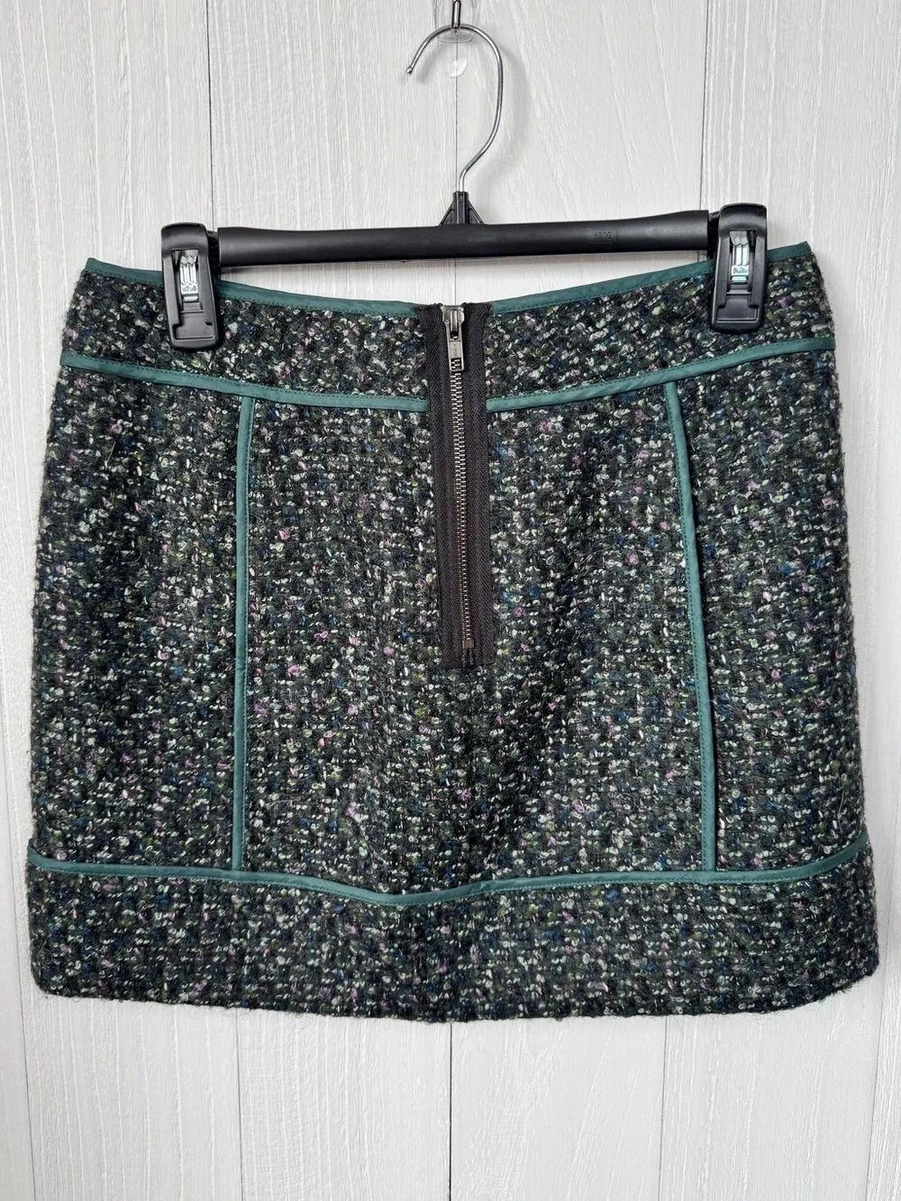 J.Crew Moss Tweed Wool Blend Mini Skirt in Evergreen 4